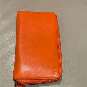 Ralph Lauren Vibrant Orange Zip Around Leather Wallet👝